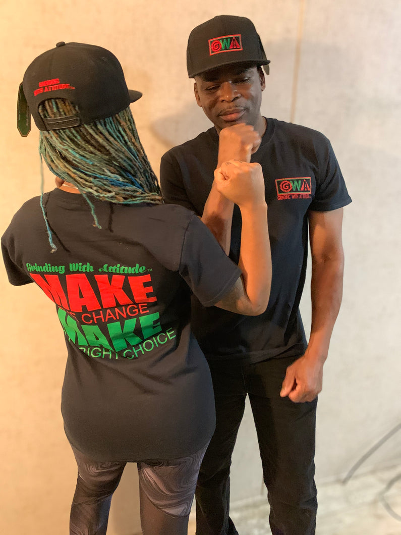 Grinding With Attitude Make The Change Make The Right Choice short  sleeve T-shirts.