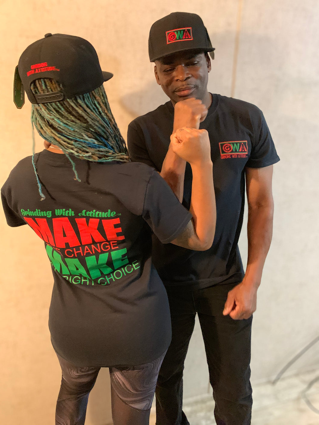 Grinding With Attitude Make The Change Make The Right Choice short  sleeve T-shirts.
